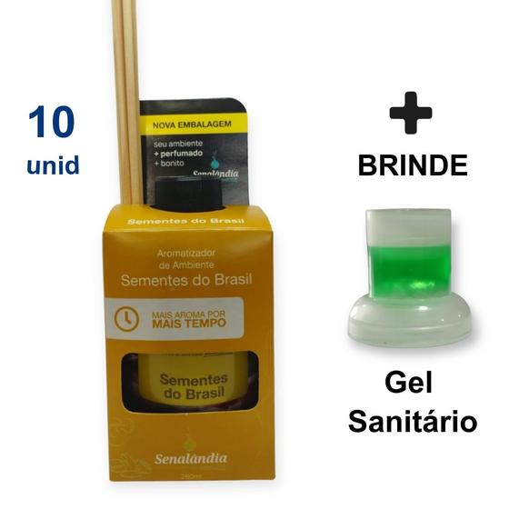 Imagem de Kit 10 Aromatizador Ambiente Semente do Brasil 280ml Difusor Aromas Vareta Senalândia Top - Envio Já