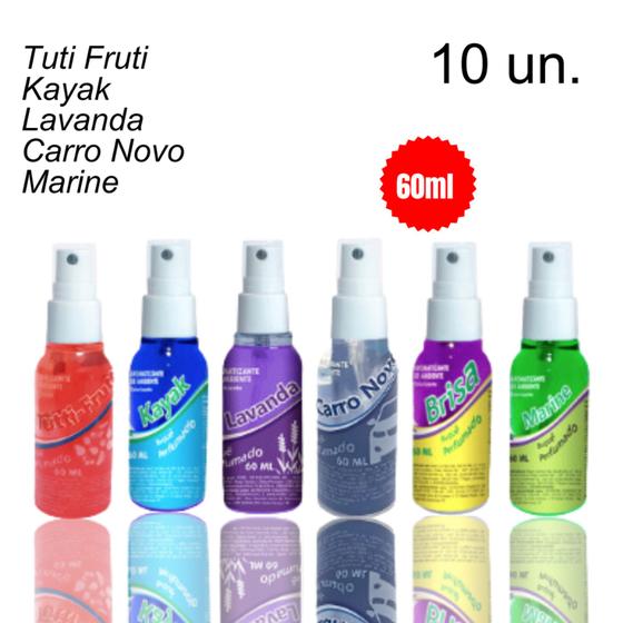 Imagem de Kit 10 Aromatizador Automotivo Cheirinho P/ Carro Spray 60ml Buquê Perfumado