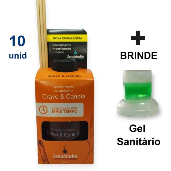 Imagem de Kit 10 Aromatizador de Ambiente Cravo e Canela 280ml Difusor Aromas Vareta Senalândia Top - Envio Já