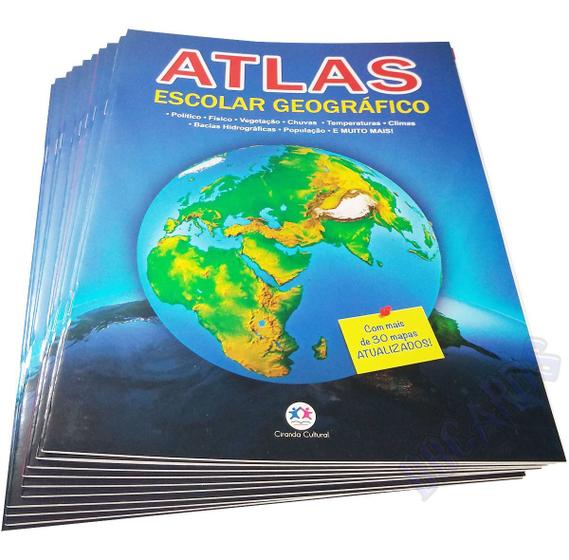 Imagem de Kit 10 Atlas Escolar Geográfico Atualizado Didático - Atacado - 10 Atlas Iguais - Ciranda Cultural