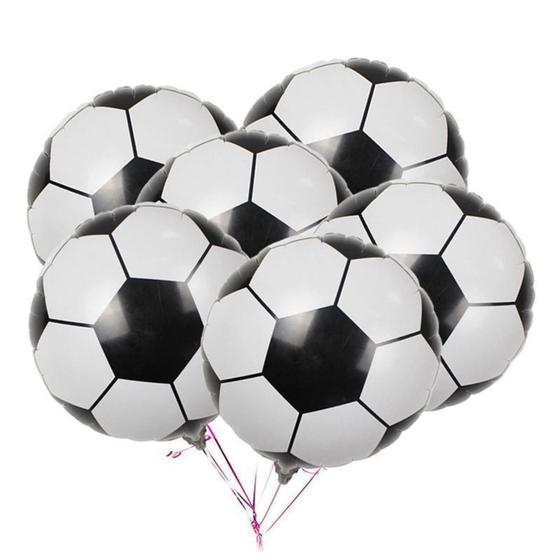Imagem de Kit 10 Balão Futebol Bola Metalizado Grande - 18 Polegadas
