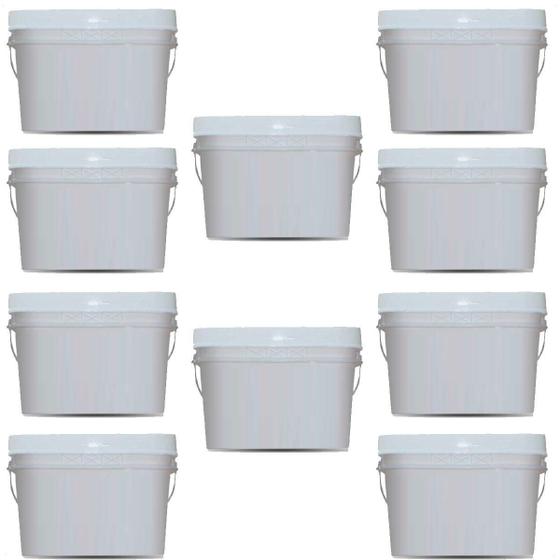 Imagem de Kit 10 Baldes Retangular 12 Litros Com Alça E Tampa Branco