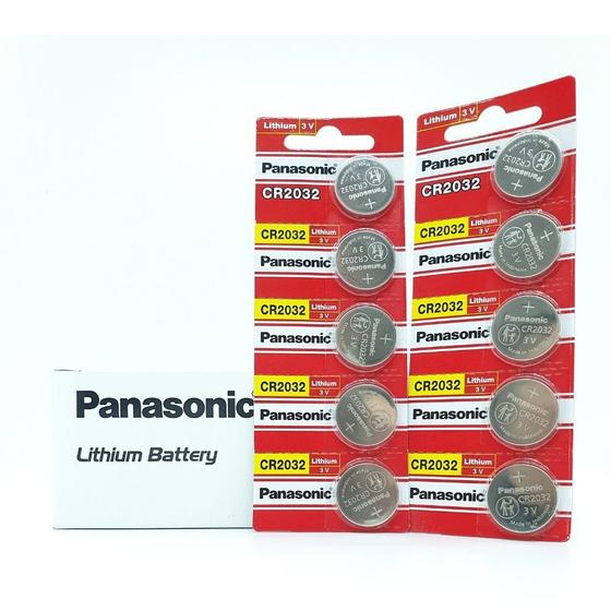Imagem de Kit 10 Baterias Moeda Panasonic CR2032 3V Placa Mãe Balança