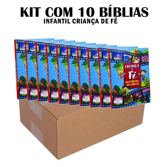 Imagem de Kit 10 Bíblias Criança de Fé Infantil Brochura - Nova  Edição 14x21 cm