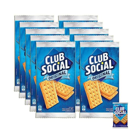 Imagem de Kit 10 Biscoito Salgado Club Social Pacote Com 6 Unidades