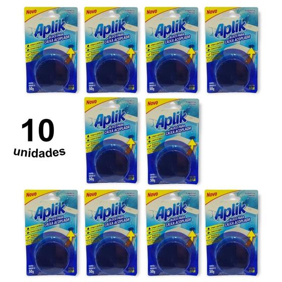 Imagem de Kit 10 Bloco Caixa Acoplada Detergente Sanitário Até 300 Descargas Marine Marca Aplik - EnvioJá
