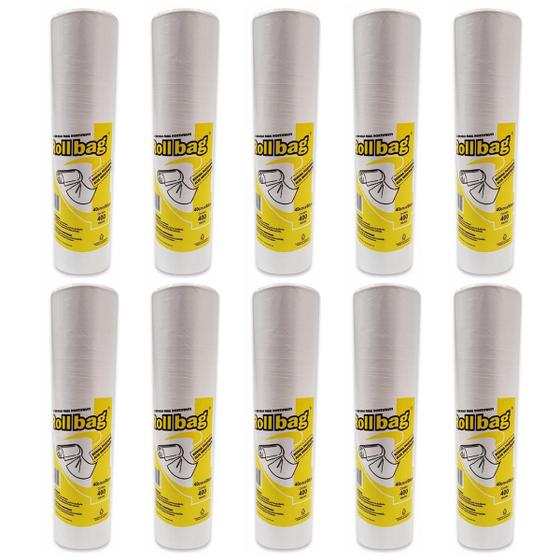 Imagem de Kit 10 Bobinas Sacos Transparente Picotada 40X60 C/400 Sacos