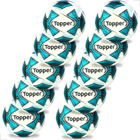 Imagem de Kit 10 Bola Futebol Campo Topper Grama Tamanho Oficial Pro