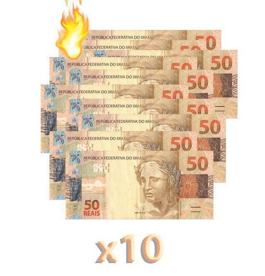 Imagem de Kit 10 Burning Money - (Notas Flash) 50 Reais. B+