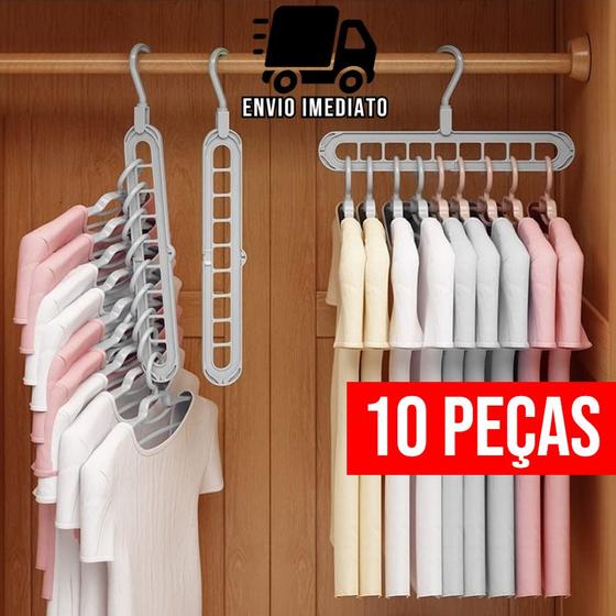 Kit 10 Cabide Magico Organizador Dobrável 9 Divisórias Multiuso 360º Menor preço em Kit 10 Cabide Magico Organizador Dobrável 9 Divisórias Multiuso 360º
