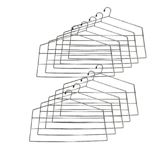 Imagem de Kit 10 Cabides Para Calças Triplo Organizador Reforçado Aço Cromado