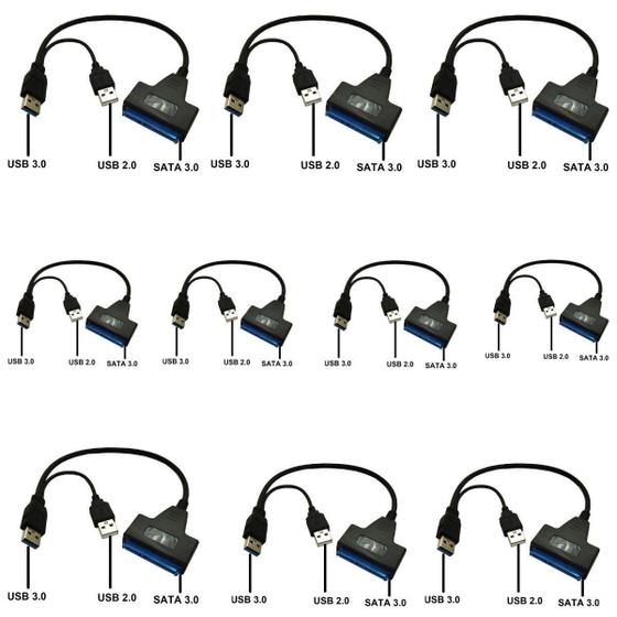 Imagem de Kit 10 Cabo Adaptador Usb 3.0 E 2.0 Para Sata 3.0 Lt-608