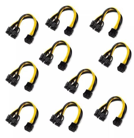 Imagem de Kit 10 Cabo Y Pci Express Splitter 8 Pinos Gpu Mineração