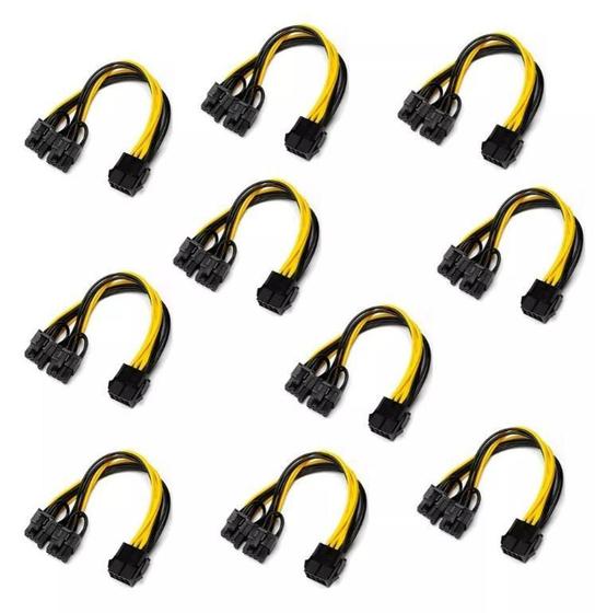 Imagem de Kit 10 Cabo Y Pci Express Splitter 8 Pinos Gpu Mineração
