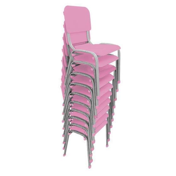 Imagem de Kit 10 Cadeira Infantil Polipropileno LG flex Reforçadas Empilháveis Rosa