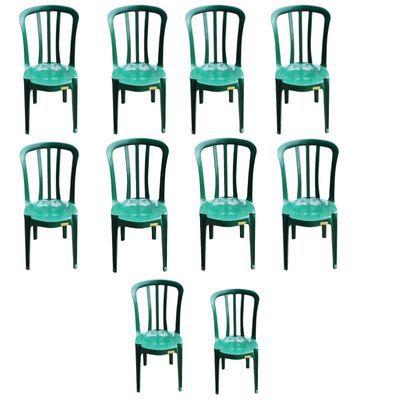 Imagem de Kit 10 Cadeiras de Plástico Verde