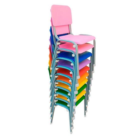 Imagem de Kit 10 Cadeiras Infantil Polipropileno LG flex Reforçada Empilhável WP Kids Coloridas