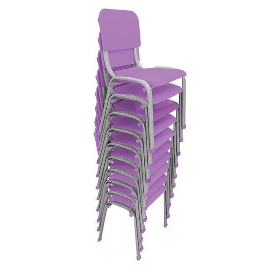 Imagem de Kit 10 Cadeiras  Infantil Polipropileno LG flex Reforçada Empilhável WP Kids Lilás