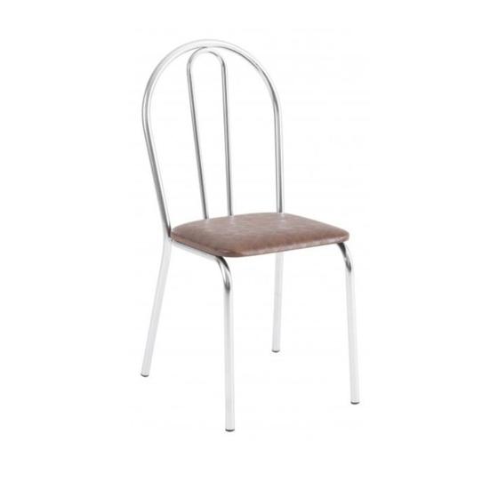 Imagem de Kit 10 Cadeiras Lisboa Cromada Para Cozinha ou Área Gourmet-Assento Sintético Marrom
