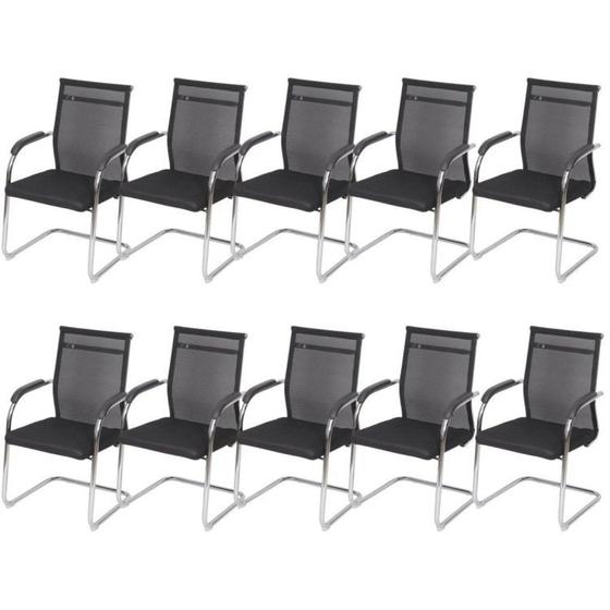 Imagem de Kit 10 Cadeiras Para Escritório Interlocutor Fixa Tela Mesh Roma OR Design