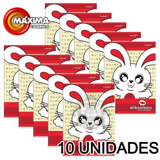 Imagem de Kit 10 Cadernos Brochurão 60 Folhas Com Pauta Alibombom Capa Flexível - Materiais Escolares 44353-10