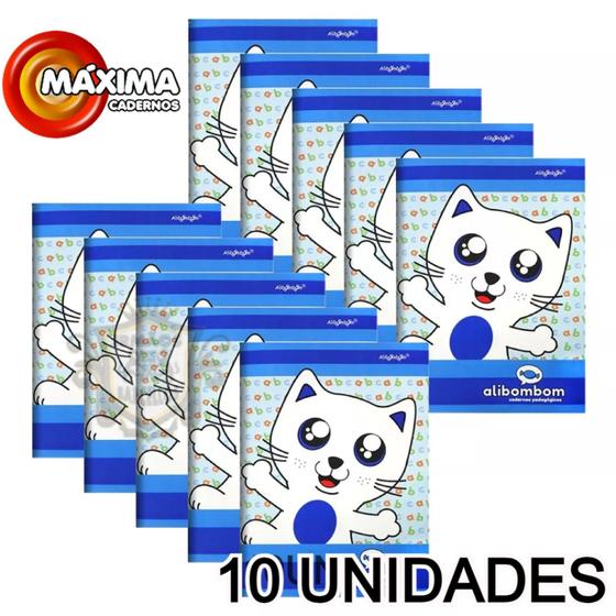 Imagem de Kit 10 Cadernos Brochurão 60 Folhas Sem Pauta Alibombom Capa Flexível - Materiais Escolares 44349-10