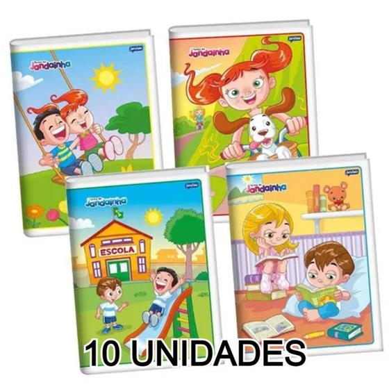 Imagem de Kit 10 Cadernos Brochurão 80 Folhas Capa Flexível Estampas - Materiais Escolares 152931-10