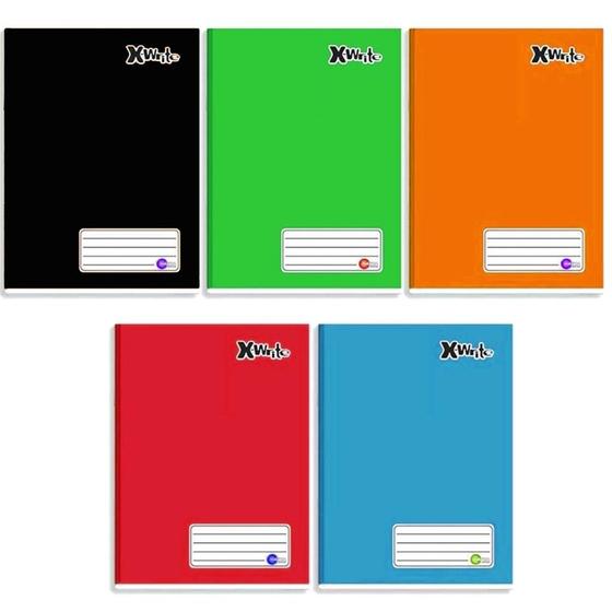 Imagem de Kit 10 Cadernos Colorido Brochurão 96 Folhas Costurado Capa Dura Reforçado Com Pauta