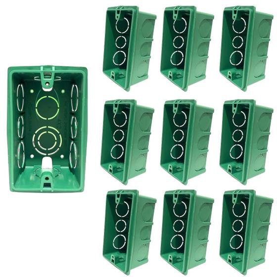 Imagem de Kit 10 Caixa de Luz 4x2 Retangular PVC Verde