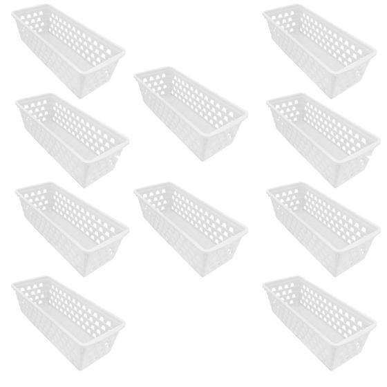 Imagem de Kit 10 Caixa Multiuso Comprido Retangular Branco Uninjet