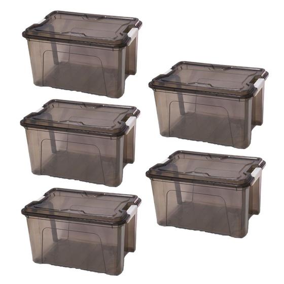 Imagem de Kit 10 Caixa Organizadora Multiuso 20 Litros com Trava Usual