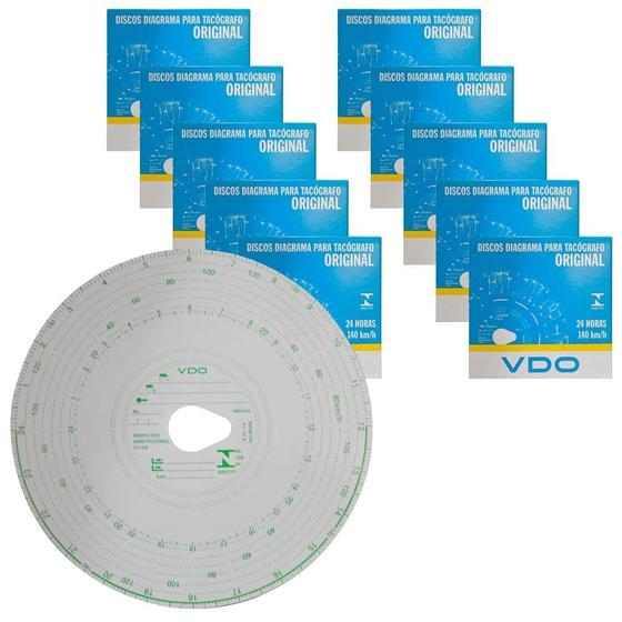 Kit 10 Caixas Disco Diagrama Tacógrafo Diário 140 Km 24hs Vdo Menor preço em Kit 10 Caixas Disco Diagrama Tacógrafo Diário 140 Km 24hs Vdo