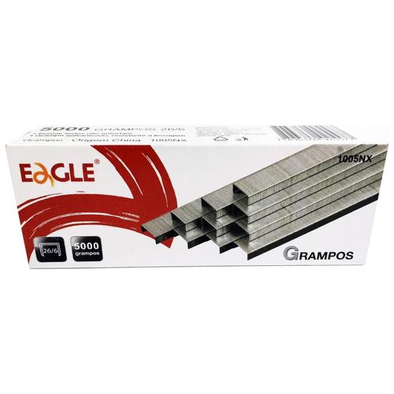 Kit 10 Caixas Grampos De Grampeador 26/6 Galvanizados Eagle - Total de 50.000 Grampos por Kit Menor preço em Kit 10 Caixas Grampos De Grampeador 26/6 Galvanizados Eagle - Total de 50.000 Grampos por Kit