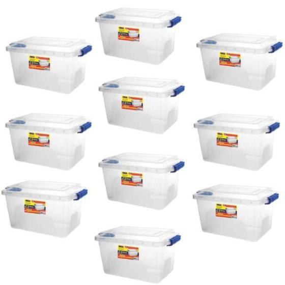 Kit 10 Caixas Organizadora Multiuso Transparente 2,5L Alta Menor preço em Kit 10 Caixas Organizadora Multiuso Transparente 2,5L Alta