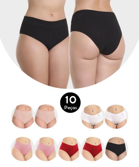 Imagem de Kit 10 Calcinha IMI Lingerie Pós Parto Algodão Gestante Maternidade Cós Alto Silvana