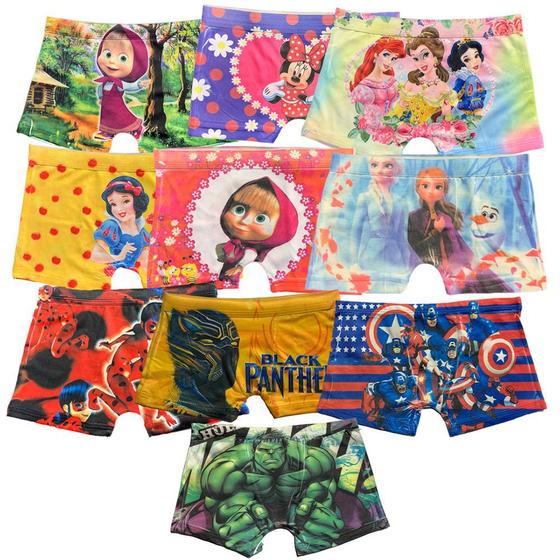 Imagem de Kit 10 Calcinha Infantil Boxer Fristyle Personagens Menina Em Microfibra