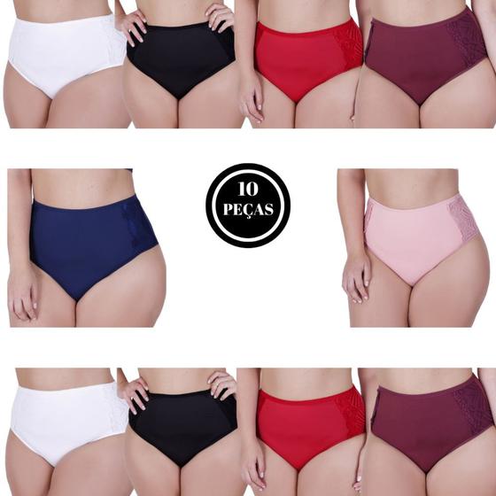 Imagem de Kit 10 Calcinha Plus Size Tanga Hot Pant 46 48 50 52 54