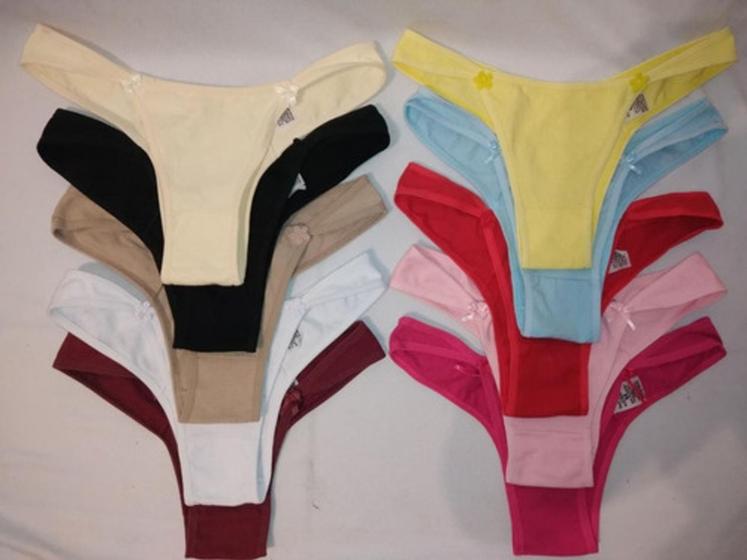 Imagem de Kit 10 Calcinha Tanga Em Algodão Cores Sortidas Tam. G