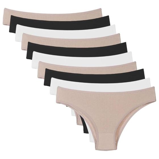 Imagem de Kit 10 Calcinhas Algodão Tanga Sortida Conforto A10