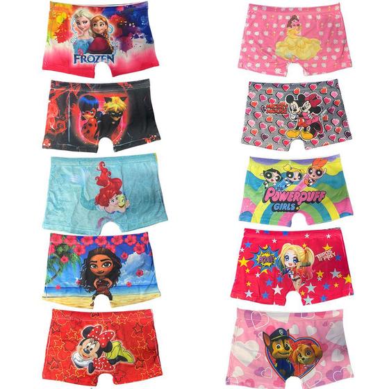 Imagem de Kit 10 Calcinhas Box Boxer Fristyle Em Microfibra Personagens Variados Menina Infantil