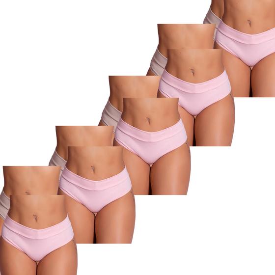 Imagem de Kit 10 Calcinhas Cós Confortável Aperta Barriga Ajuste Perfeito Moda Íntima Feminina