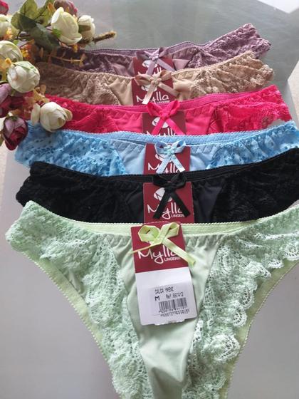 Imagem de kit 10 calcinhas  femininas de microfibra mylla lingerie tamanho G