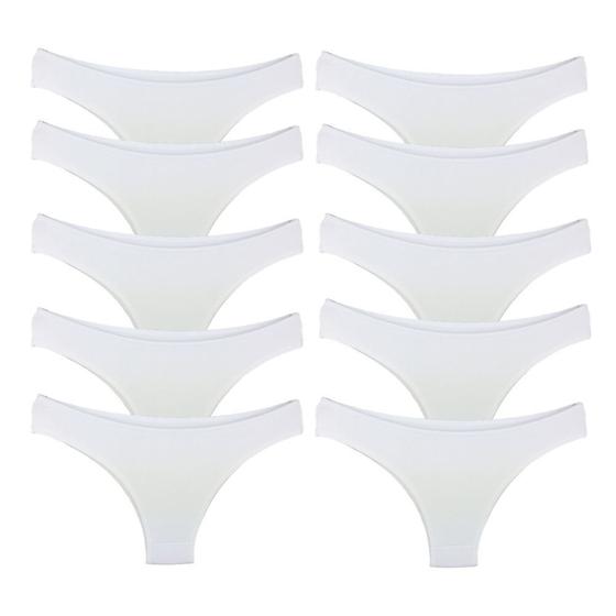 Imagem de Kit 10 Calcinhas Fio Dental Try Basics Algodão Cotton Básica Lisa Moda Lingerie
