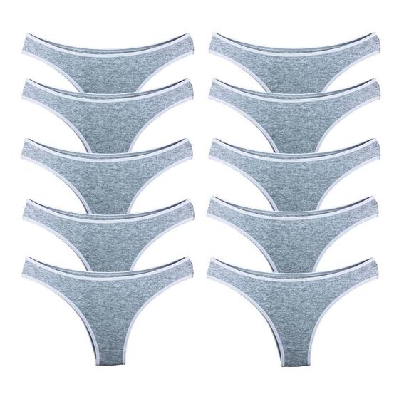 Imagem de Kit 10 Calcinhas Fio Dental Try Basics Algodão Cotton Básica Lisa Moda Lingerie