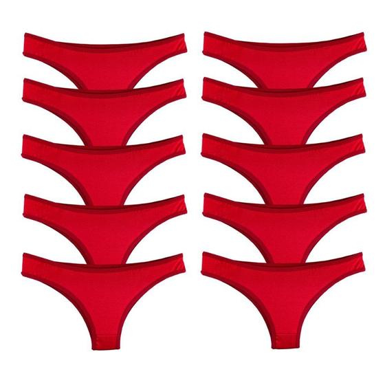 Imagem de Kit 10 Calcinhas Fio Dental Try Basics Algodão Cotton Básica Lisa Moda Lingerie