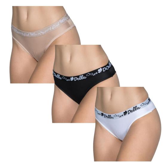 Imagem de Kit 10 Calcinhas Microfibra Lisa Lingerie Básica Cós Alto