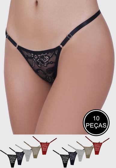 Imagem de Kit 10 Calcinhas String Fio Dental St Madame Multicolorido