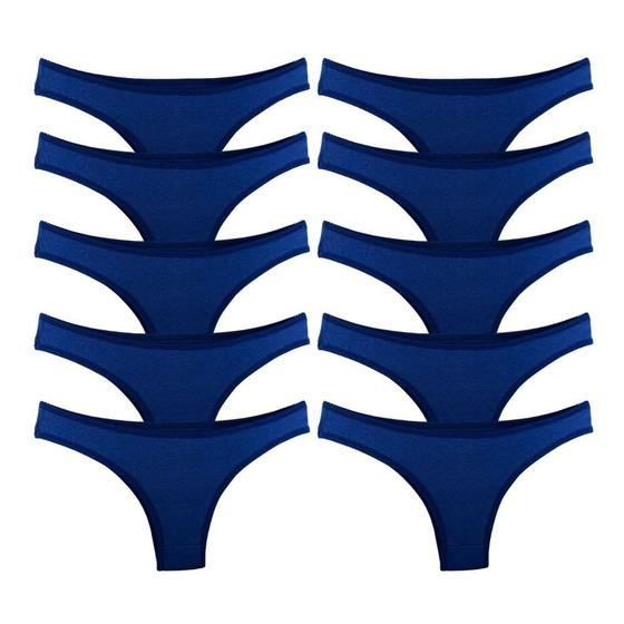 Imagem de Kit 10 Calcinhas Tanga Cotton Algodão Cotton Básica Lisa