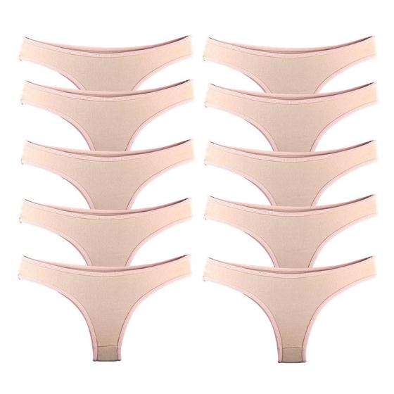 Imagem de Kit 10 Calcinhas Tanga Cotton Algodão Cotton Básica Lisa