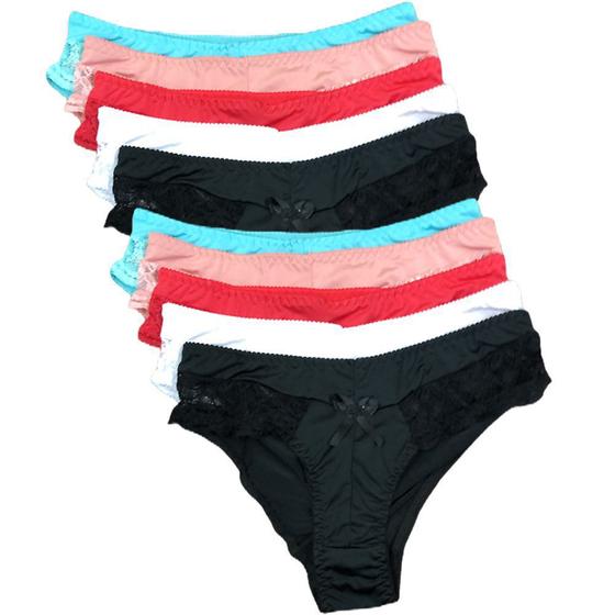 Imagem de Kit 10 Calcinhas Tanga Em Microfibra Lisa Adulto